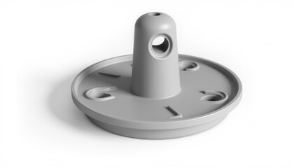 Gray plastic base for outdoor umbrella stand on white background  