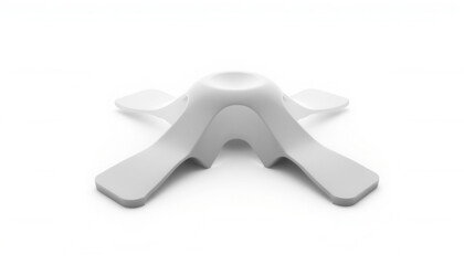 Modern white object with curved design and four feet for stability  