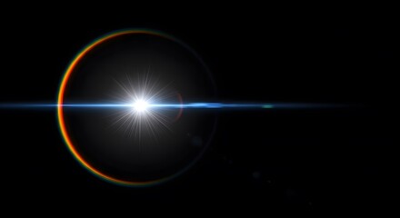 An artistic representation of a bright shining sun with a blue line across it, showcasing the beauty of space and cosmos transparent background