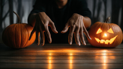 Halloween Halloween with orange pumpkin, beautiful background for advertising, fun on the scariest night.
