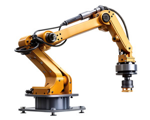Industrial robotic arm with gripper on background automation manufacturing isolated on a transparent background