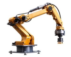 Industrial robotic arm with gripper on background automation manufacturing isolated on a transparent background