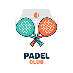 Padel Sport Club Logo with Racket and Ball
