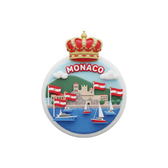 Monaco Souvenir Magnet Depicting the City Skyline With Flags And Boats