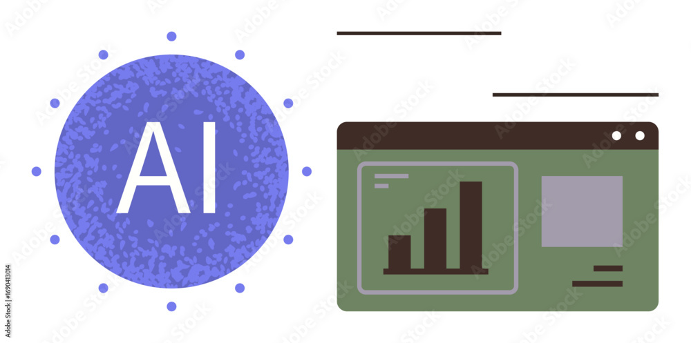 Fototapete ai globe next to dashboard with bar charts and data insights. ideal for technology, data science, ai
