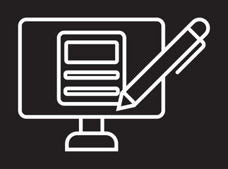 Online profile communication laptop icon seo vector graphic.Online marketing, blogging icon
