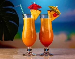 Refreshing Tropical Pineapple Smoothie in Glass 