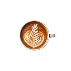Aromatic Latte Art Top View of a Cup of Coffee with Leaf Design