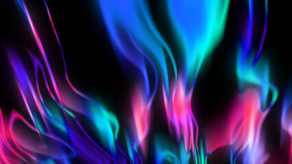 Vertical streams of pink, green, and blue glowing waves blending into each other on a dark background in dense layers