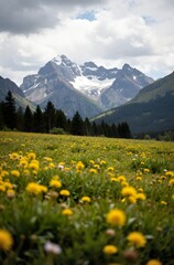Fototapeta premium yellow flowers in the mountains