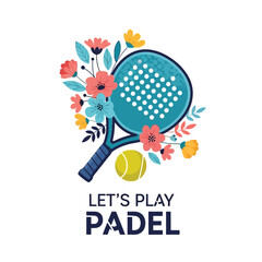 Padel Sport Club Logo with Racket and Ball