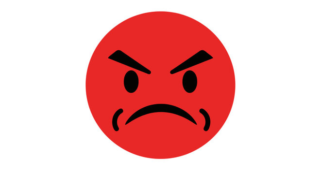Red Angry Face Emoji with Intense Expression and Furrowed Brows.