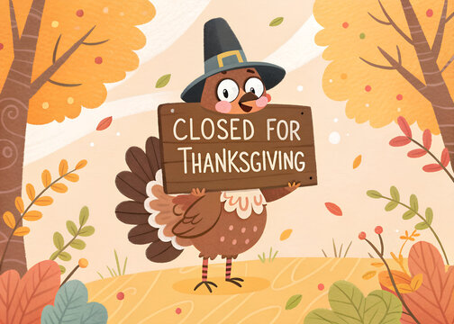 Thanksgiving Day Closure Announcement Poster Design – Office Closed Holiday Notice