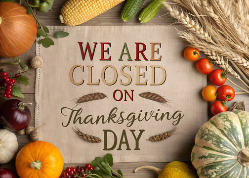 Thanksgiving Day Closure Announcement Poster Design – Office Closed Holiday Notice