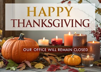 Thanksgiving Day Closure Announcement Poster Design – Office Closed Holiday Notice