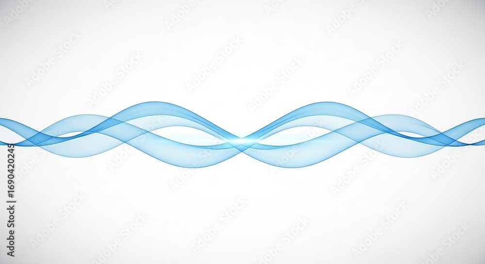 Poster abstract flowing blue wave pattern with symmetrical design representing sound or data transmission i