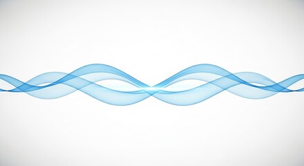 Abstract flowing blue wave pattern with symmetrical design representing sound or data transmission in digital technology
