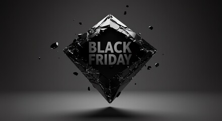 Black Friday text in shattered diamond shape
