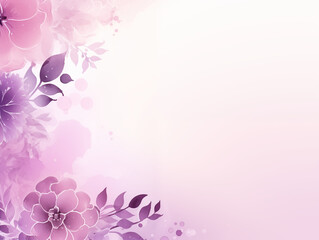 Elegant watercolor floral background featuring soft pastel colors in pink and purple tones, with space for text. Perfect for invitations and designs. 