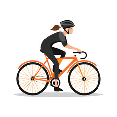 Fototapeta premium Woman Cycling Orange Bicycle Happy Active Lifestyle