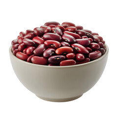 Red Kidney Beans in Bowl Isolated on Transparent Background