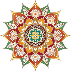 Adobe Illustrator Artwork  Intricate floral mandala design with pink and teal colors on white background
