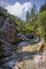 Obraz premium Clear Water, Trees, and Rocks