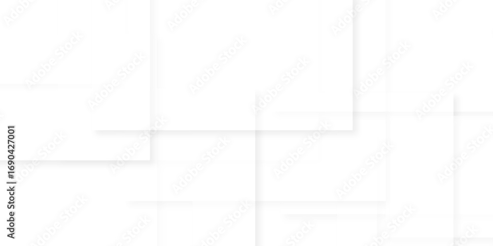 Poster modern abstract white background design with layers of textured white transparent material in triang