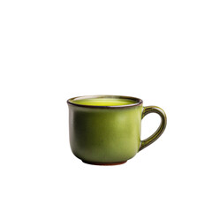 A Single Serving of Green Tea in a Rustic Green Mug