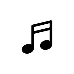 Minimalist black music note icon, a simple and clean vector graphic symbolizing sound, melody, and artistic composition