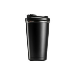 Sleek Black Insulated Travel Mug with Lid - Mockup for Branding
