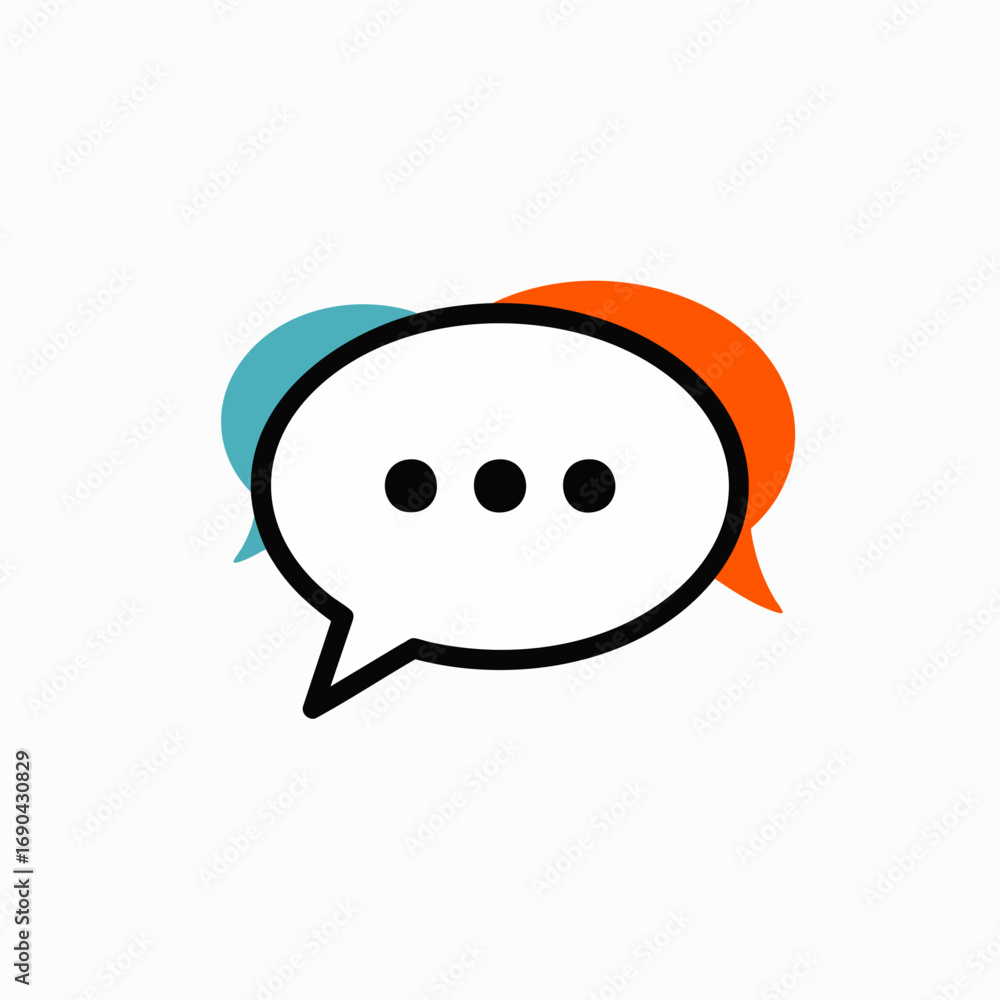 Poster a modern graphic icon depicts multiple colorful speech bubbles with an ellipsis, symbolizing dynamic