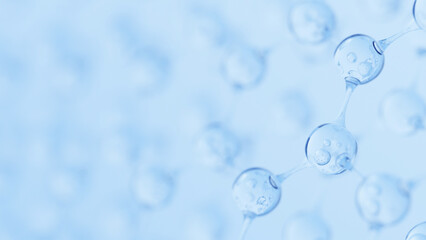 Abstract Molecule and Atom Structure Model - Science, Medical Background, Skincare Technology, and Cosmetic Innovation. 3d rendering.