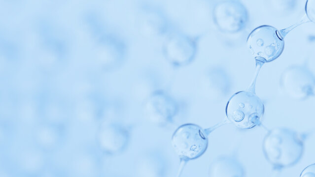 Abstract Molecule and Atom Structure Model - Science, Medical Background, Skincare Technology, and Cosmetic Innovation. 3d rendering.