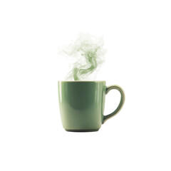 Steaming Green Mug with Whimsical Smoke Design
