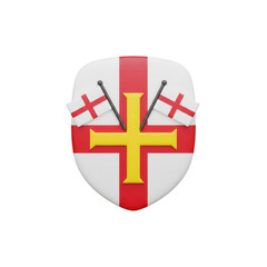 Obraz premium Guernsey Coat Of Arms With English Flags On A Transparent Background