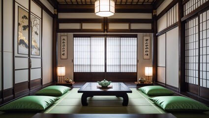 Traditional japanese tea room embracing minimalist design and tranquility