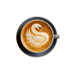 Elegant Swan Latte Art in a Grey Cup