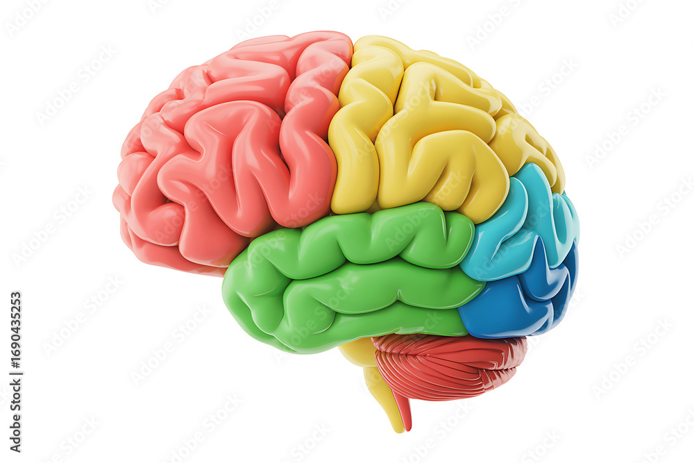 Poster 3d rendering of a childs brain with accurate anatomical labeling showing brain regions and functions