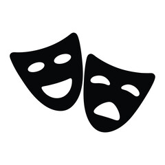 Tragedy comedy masks silhouette vector art for performance and theater design