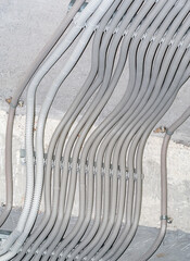 Installation of electrical wiring on the concrete ceiling
