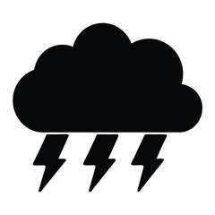 Silhouette vector thunderstorm cloud lightning weather icon for micro stock sites