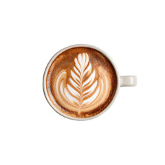 Overhead View of Latte Art in a Coffee Cup