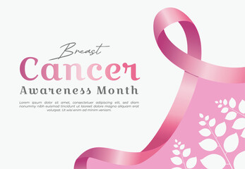 Breast Cancer Awareness Month Pink Ribbon poster template
