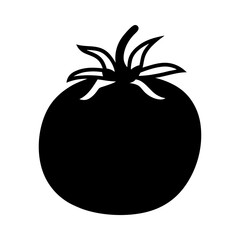 Simple silhouette vector tomato icon for food graphics and designs