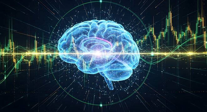 Digital Brain with Data Waves. AI, Neuroscience & Technology. Futuristic Mind Interface. - Powered by Adobe