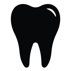 Simple black silhouette vector of a tooth for dental health and hygiene concepts