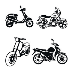Obraz premium Collection of Scooter and Motorcycle Silhouettes motorbike