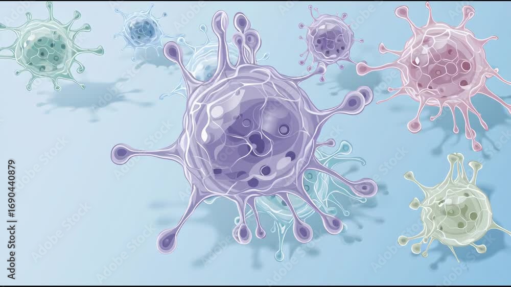 Poster colorful 3d representations of viral structures in a laboratory setting