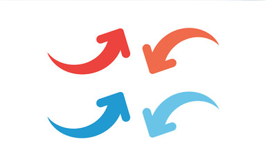 Obraz premium Arrows Graphic Directional Design with Curvature, Red and Blue Vector Icons for Navigation and Flow Presentation